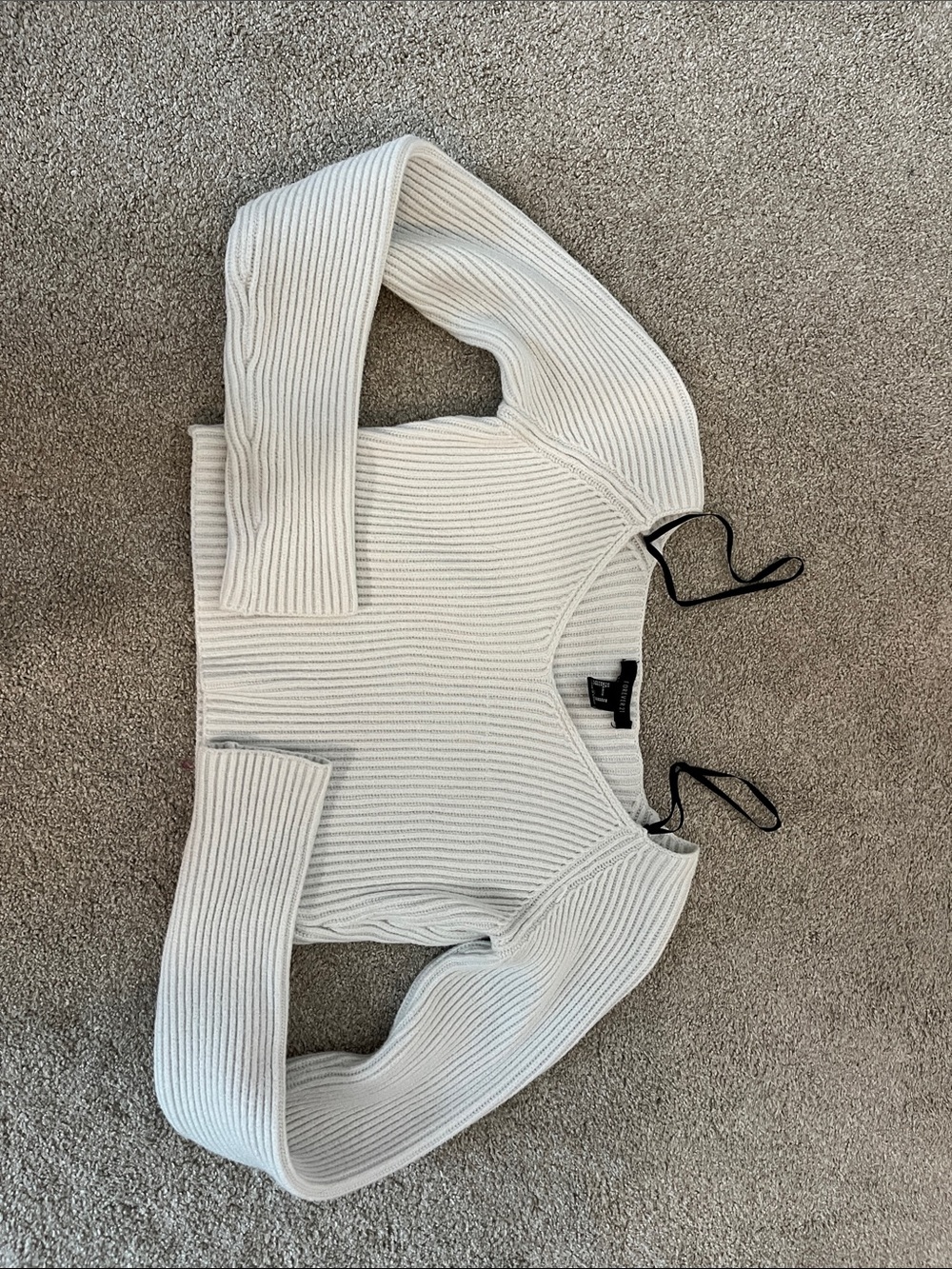 Forever 21 Ribbed Scoop Neck Sweater - Cream